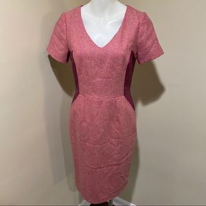 Boden British Khaki Pink Tweed Panel Dress Sz 8